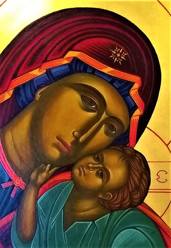 Maria Icoon voor Akathistos