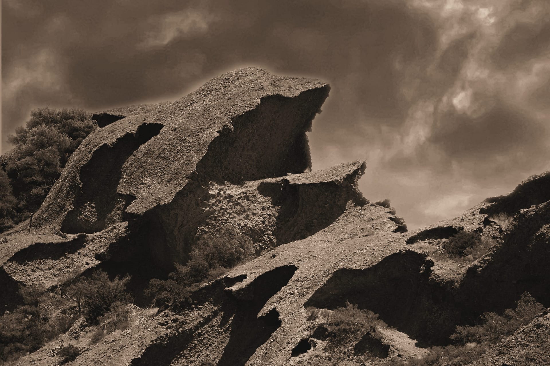 Rock Forms in sepia 1